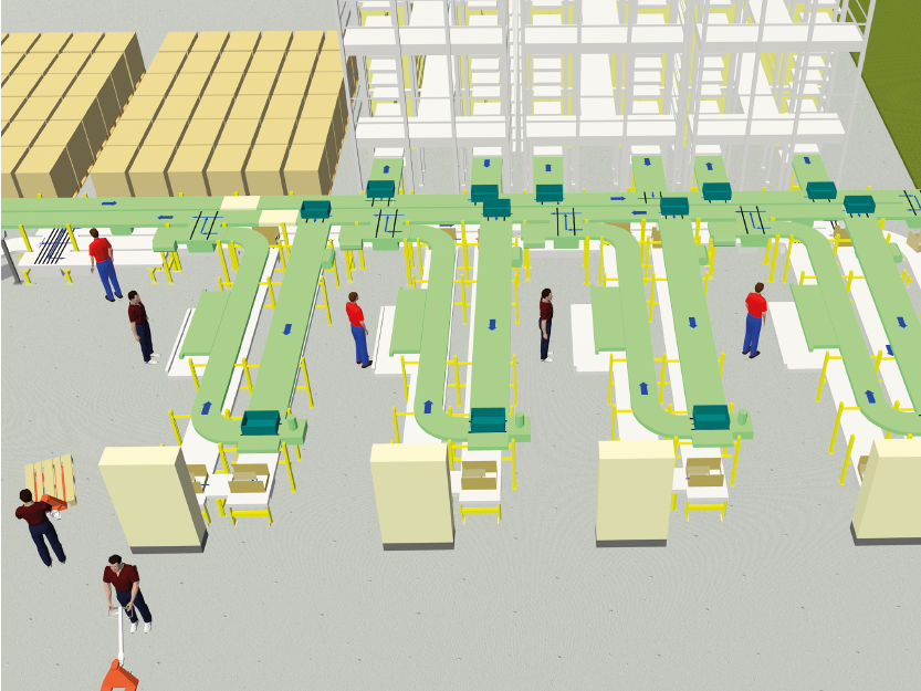 Visualisation example: Shuttle warehouse with picking locations